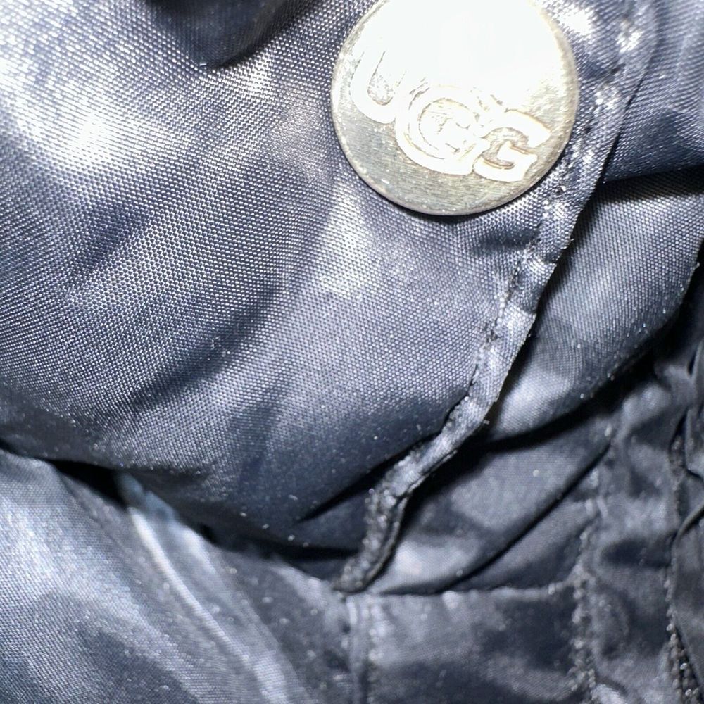 UGG WOMEN PUFFER LONG PARKA JACKET COAT 80/20 Down Black Size Small No Belt - Picture 3 of 8